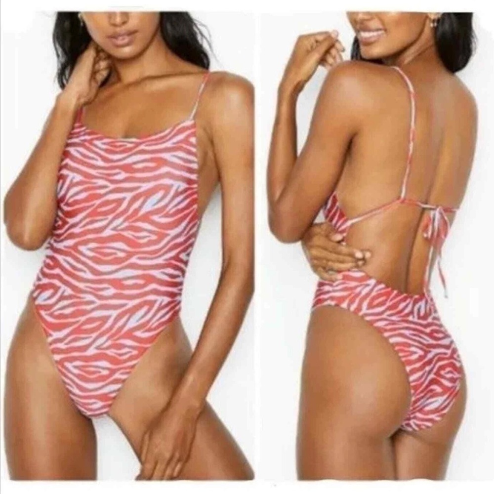 Victoria's Secret Pink and White Zebra-Print One-Piece Swimsuit
